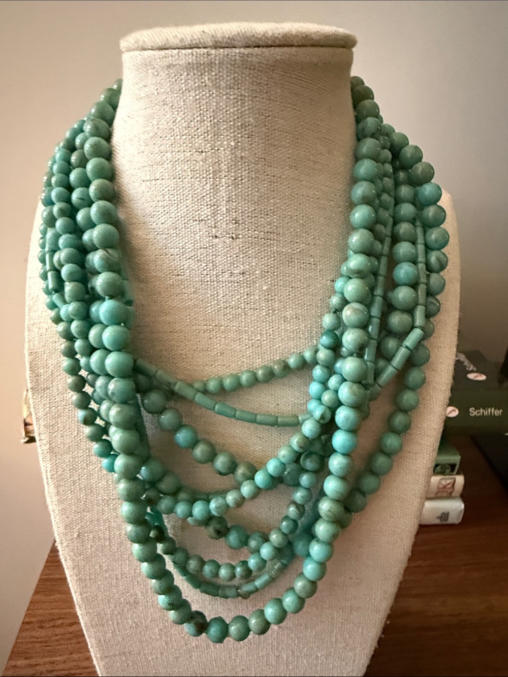 Premier Designs 9 Multi Strand Turquoise Colored Beaded Necklace.